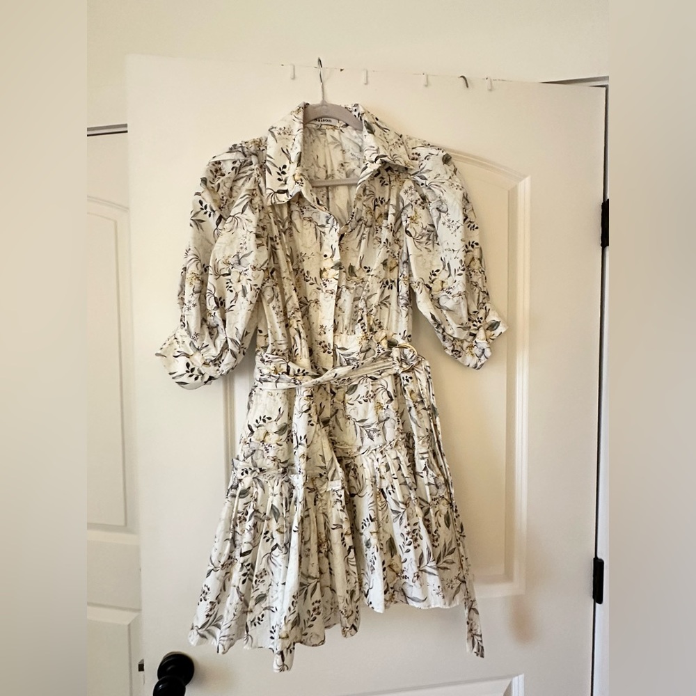 Printed poplin shirt dress